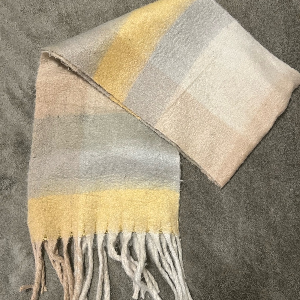 Yellow and Gray Striped Scarf